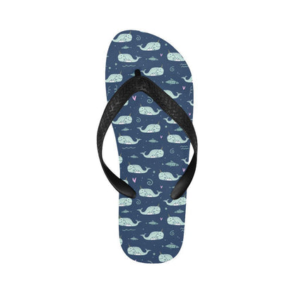 Narwhal Design Print Flip Flops-JTAMIGO.COM