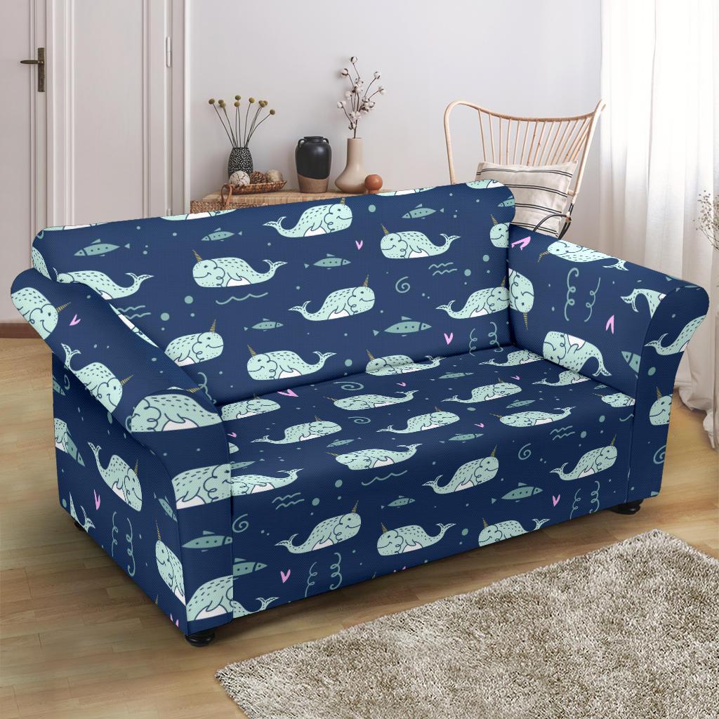 Narwhal Design Print Loveseat Slipcover-JTAMIGO.COM