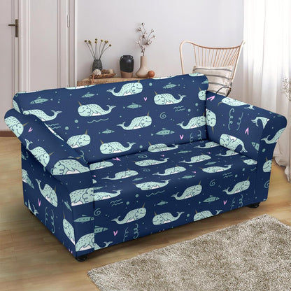 Narwhal Design Print Loveseat Slipcover-JTAMIGO.COM