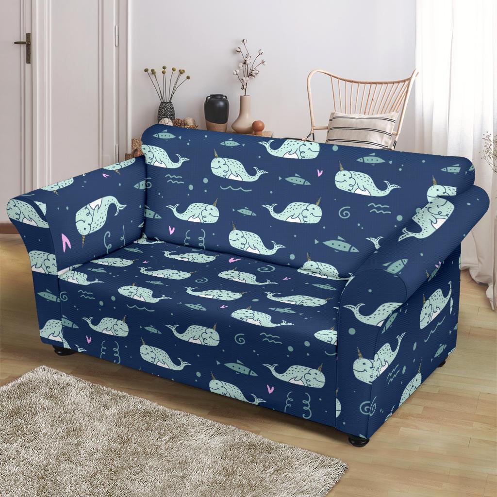 Narwhal Design Print Loveseat Slipcover-JTAMIGO.COM