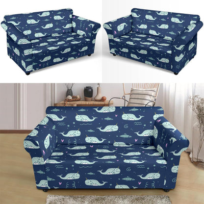 Narwhal Design Print Loveseat Slipcover-JTAMIGO.COM