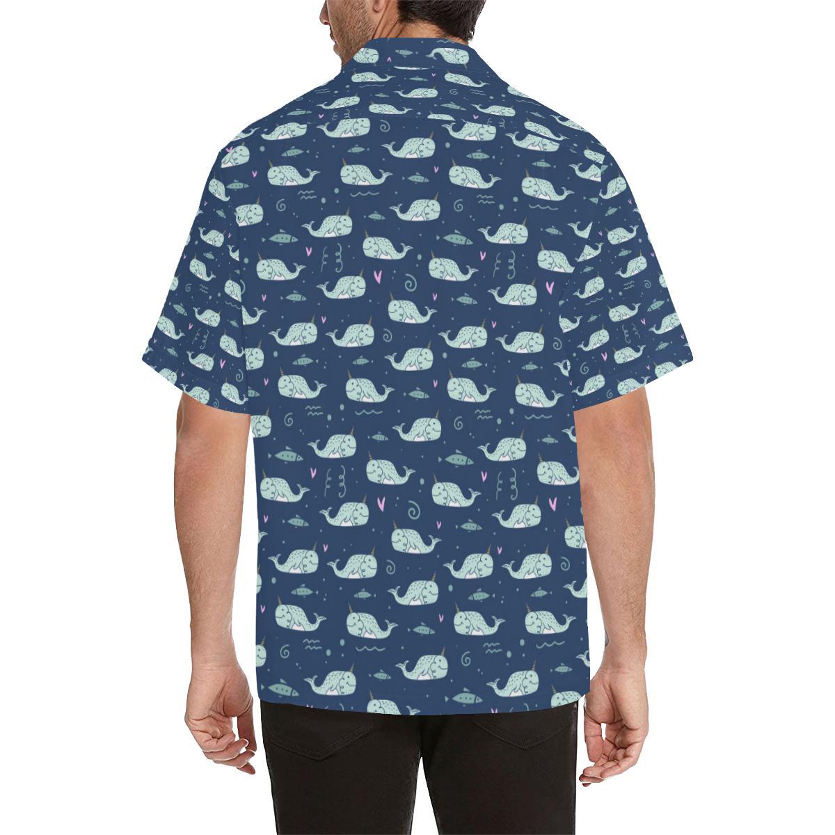 Narwhal Design Print Men Aloha Hawaiian Shirt
