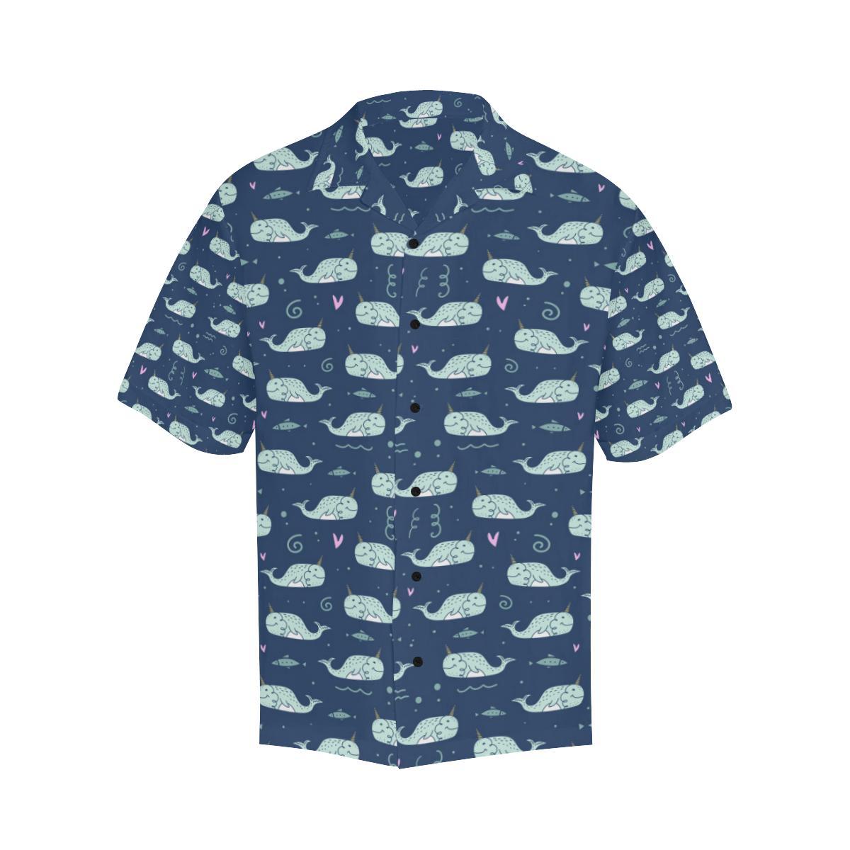 Narwhal Design Print Men Aloha Hawaiian Shirt