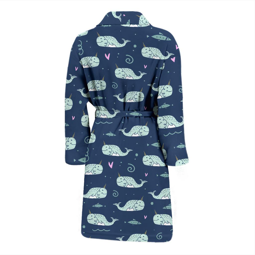 Narwhal Design Print Men Bath Robe-JTAMIGO.COM