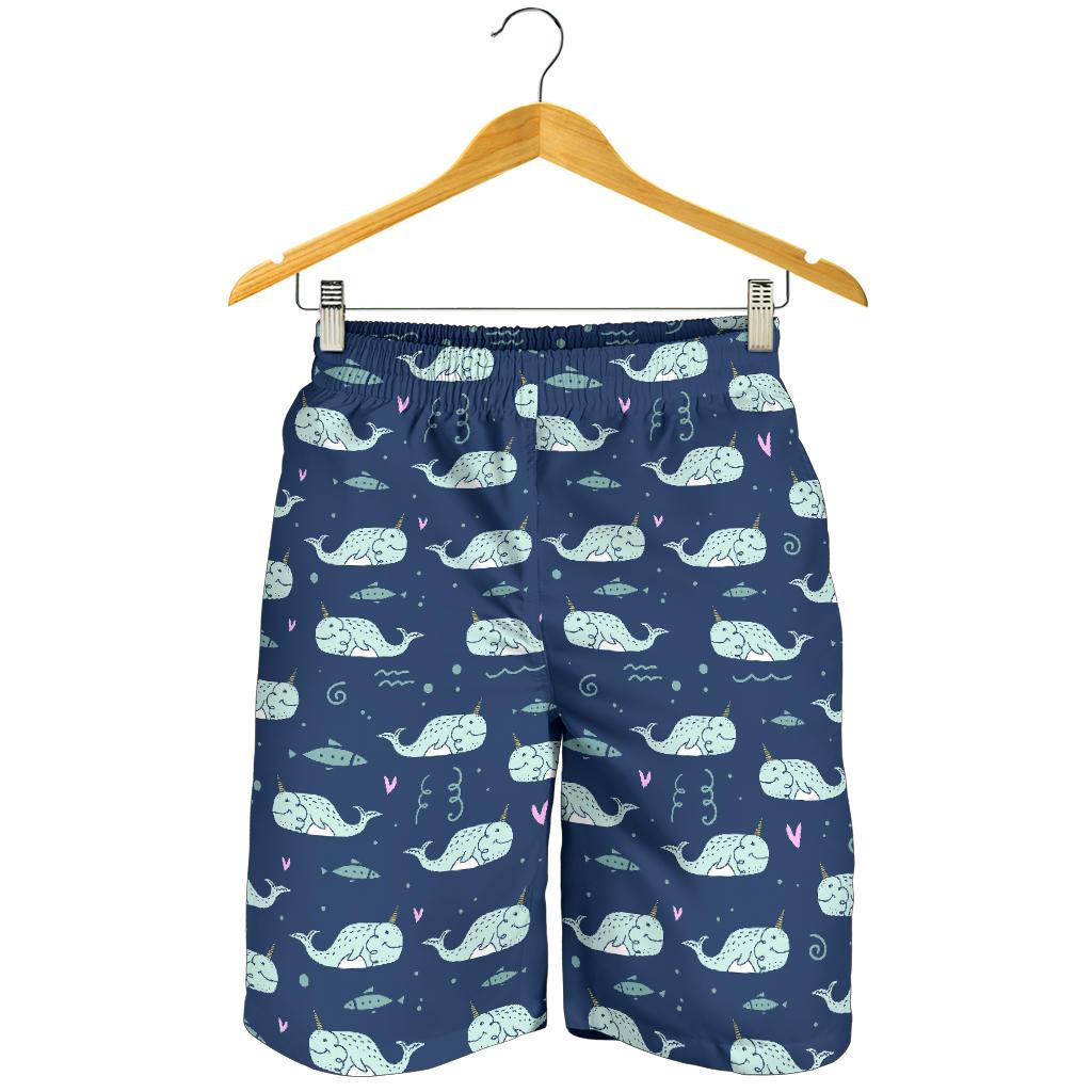 Narwhal Design Print Mens Shorts-JTAMIGO.COM