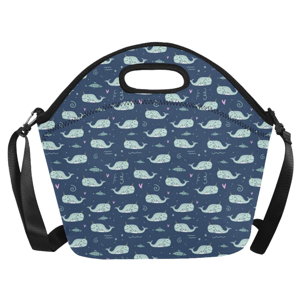 Narwhal Design Print Neoprene Lunch Bag (Model 1669)(Large)-JTAMIGO.COM
