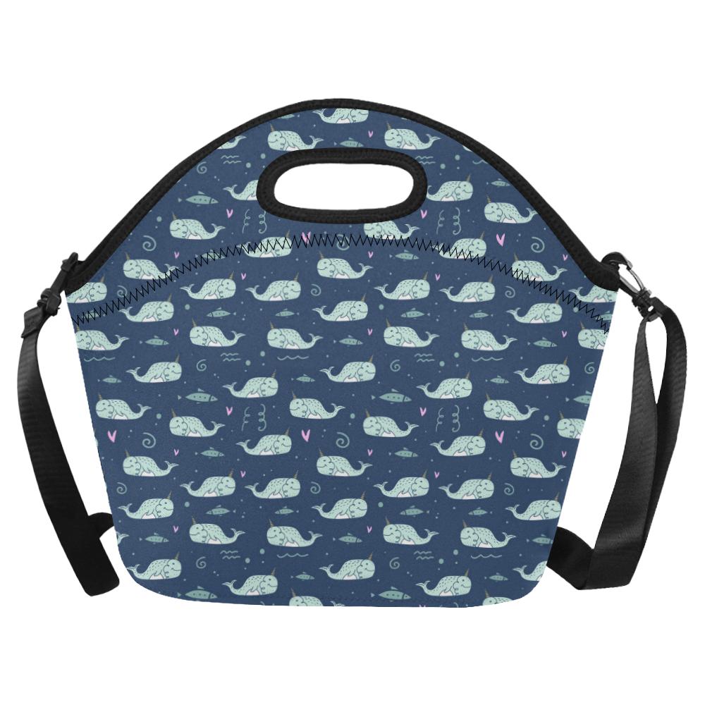 Narwhal Design Print Neoprene Lunch Bag (Model 1669)(Large)-JTAMIGO.COM