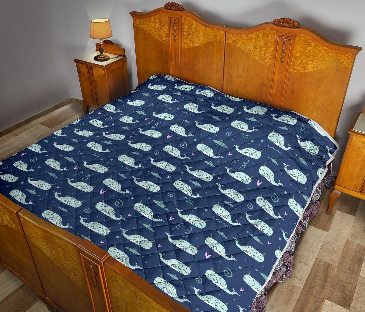 Narwhal Design Print Premium Quilt-JTAMIGO.COM