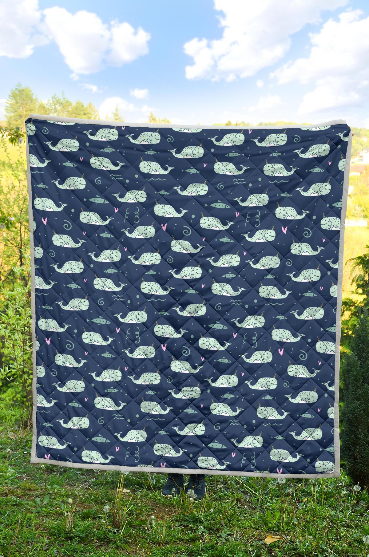 Narwhal Design Print Premium Quilt-JTAMIGO.COM
