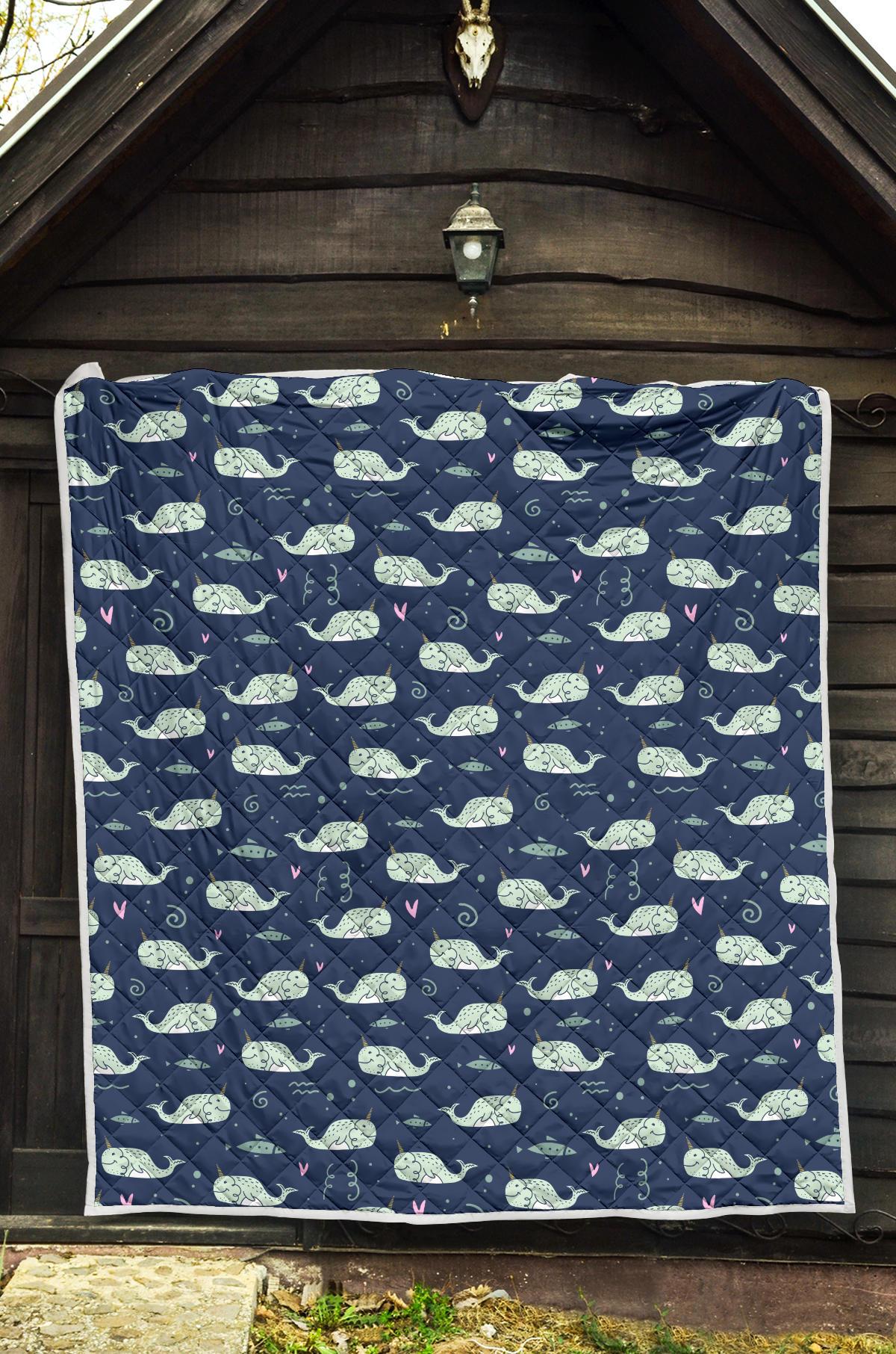 Narwhal Design Print Premium Quilt-JTAMIGO.COM