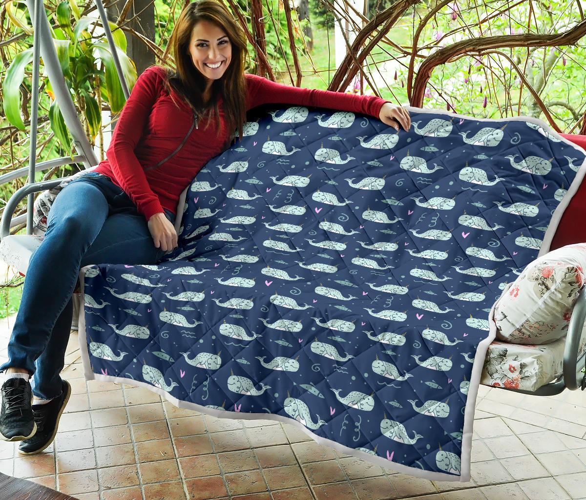 Narwhal Design Print Premium Quilt-JTAMIGO.COM