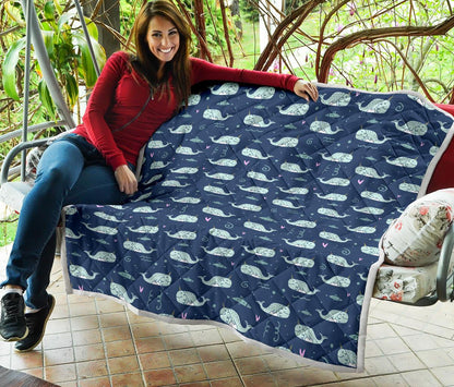 Narwhal Design Print Premium Quilt-JTAMIGO.COM