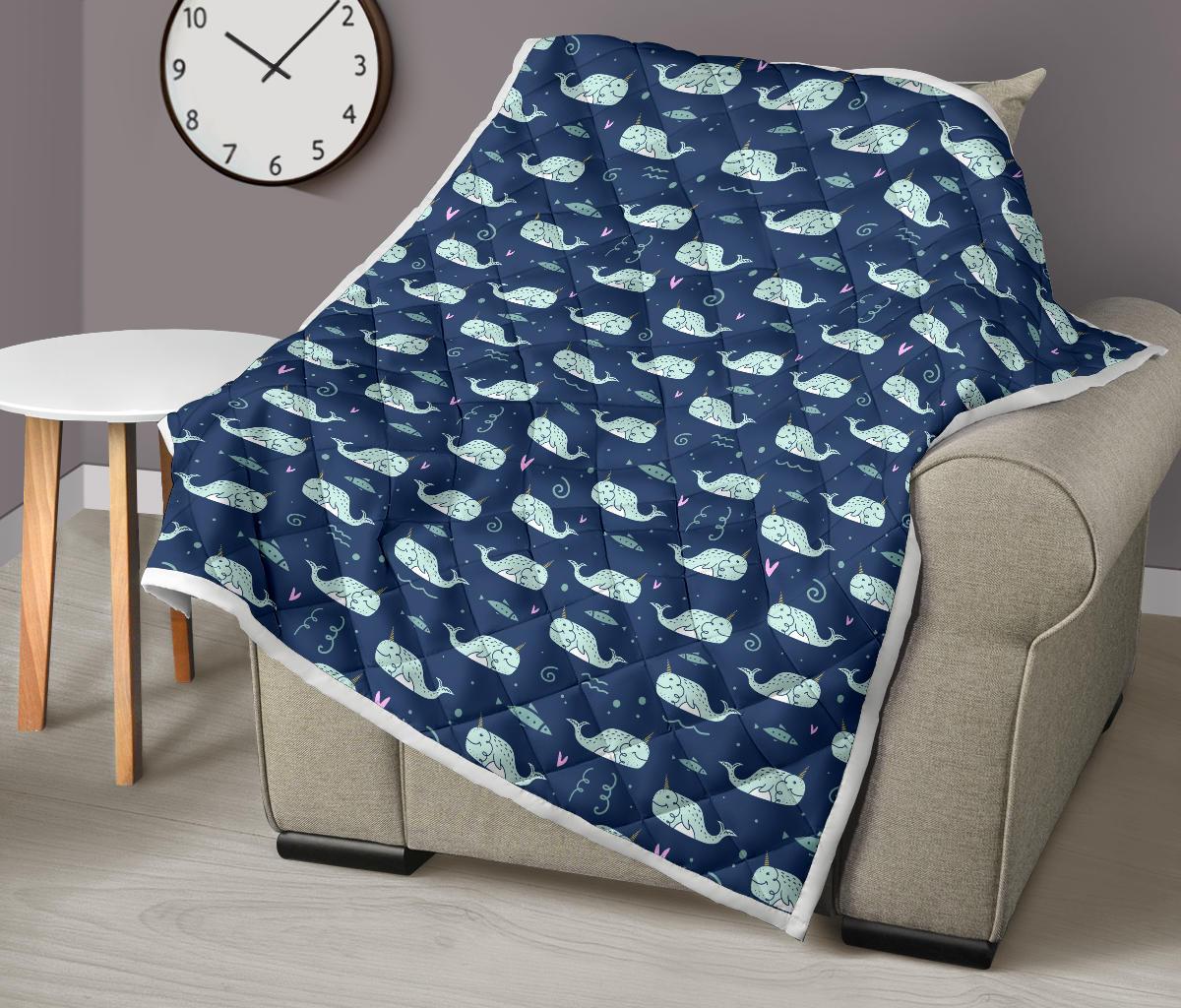 Narwhal Design Print Premium Quilt-JTAMIGO.COM