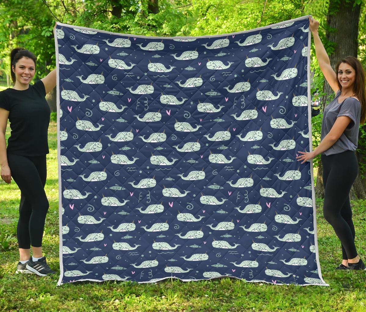 Narwhal Design Print Premium Quilt-JTAMIGO.COM