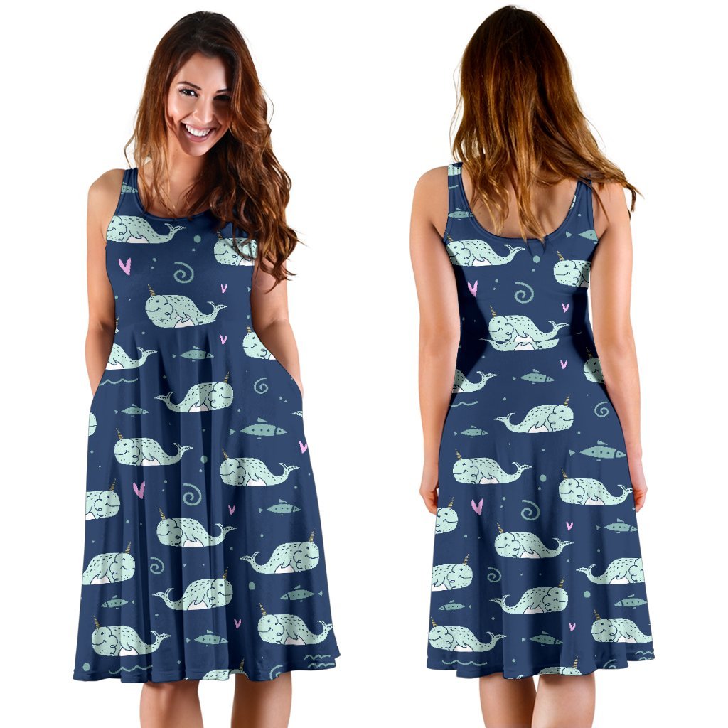 Narwhal Design Print Sleeveless Dress