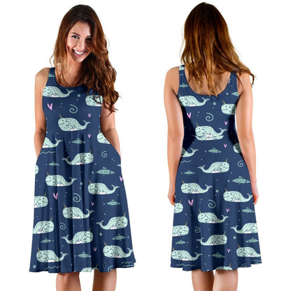 Narwhal Design Print Sleeveless Dress