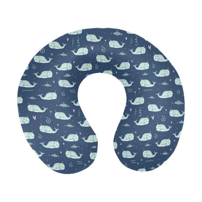 Narwhal Design Print U-Shaped Travel Neck Pillow-JTAMIGO.COM