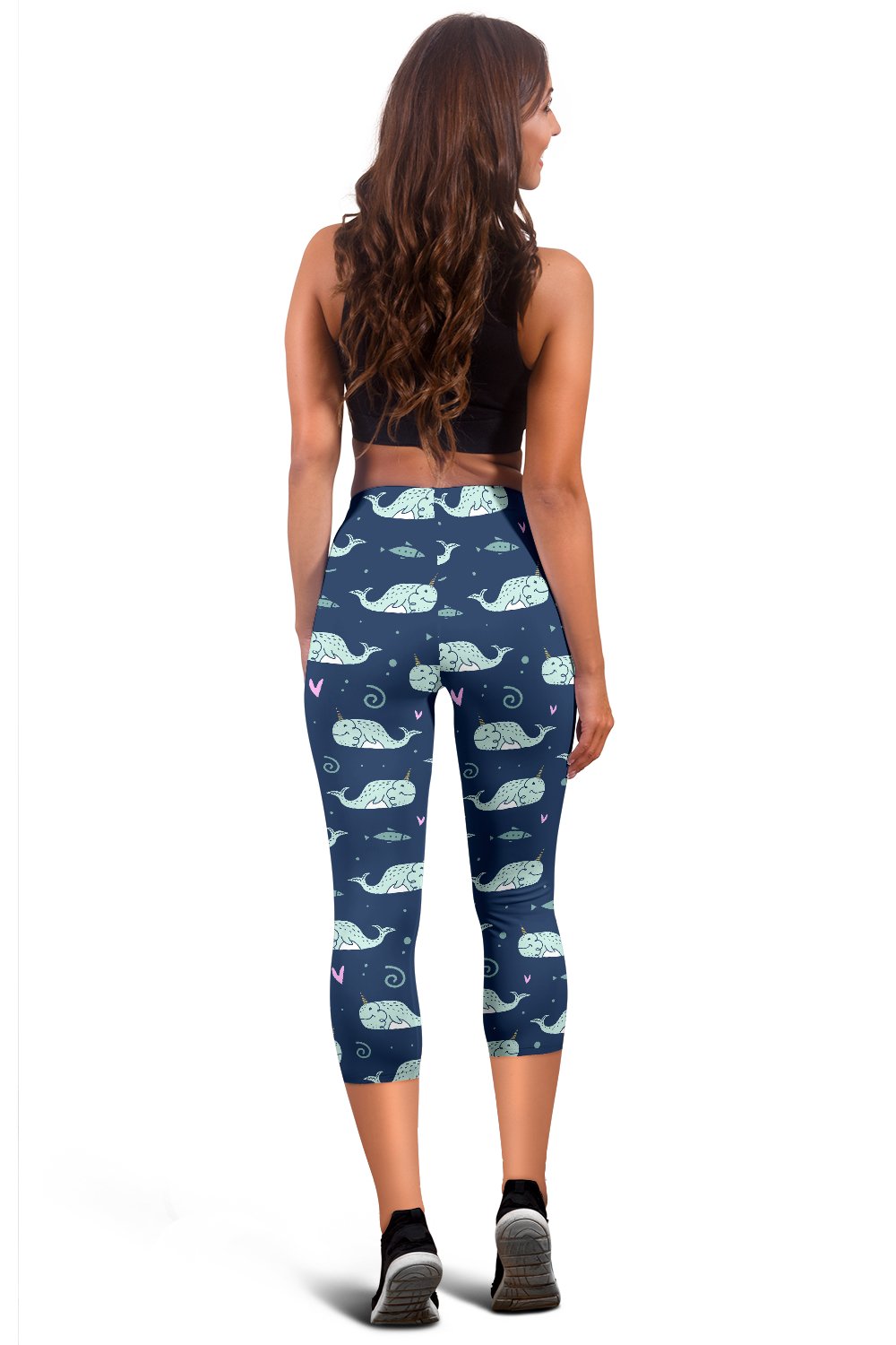 Narwhal Design Print Women Capris
