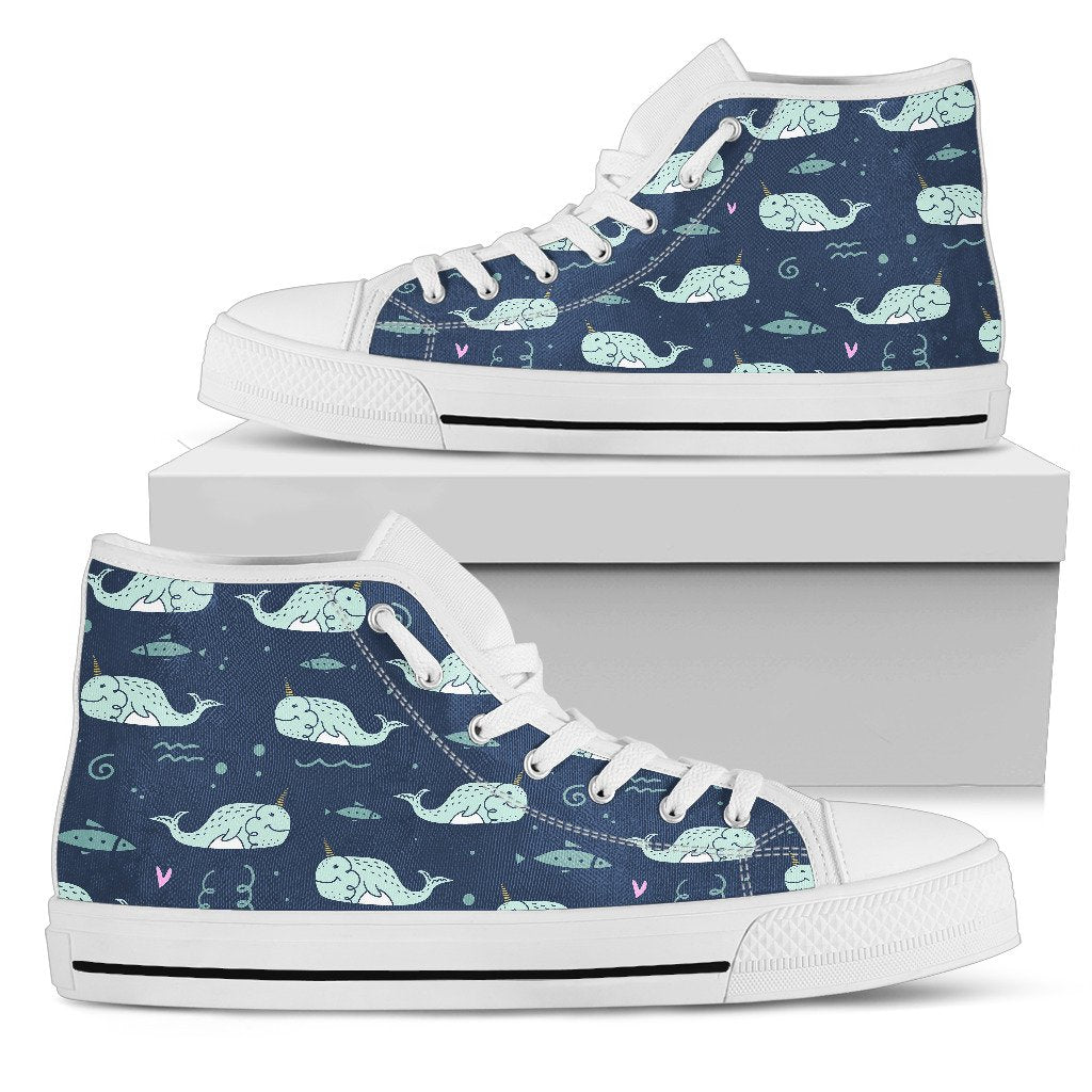 Narwhal Design Print Women High Top Shoes