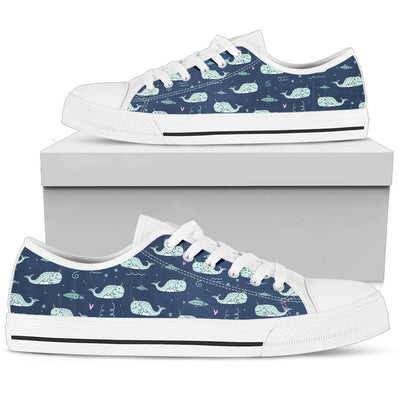 Narwhal Design Print Women Low Top Shoes