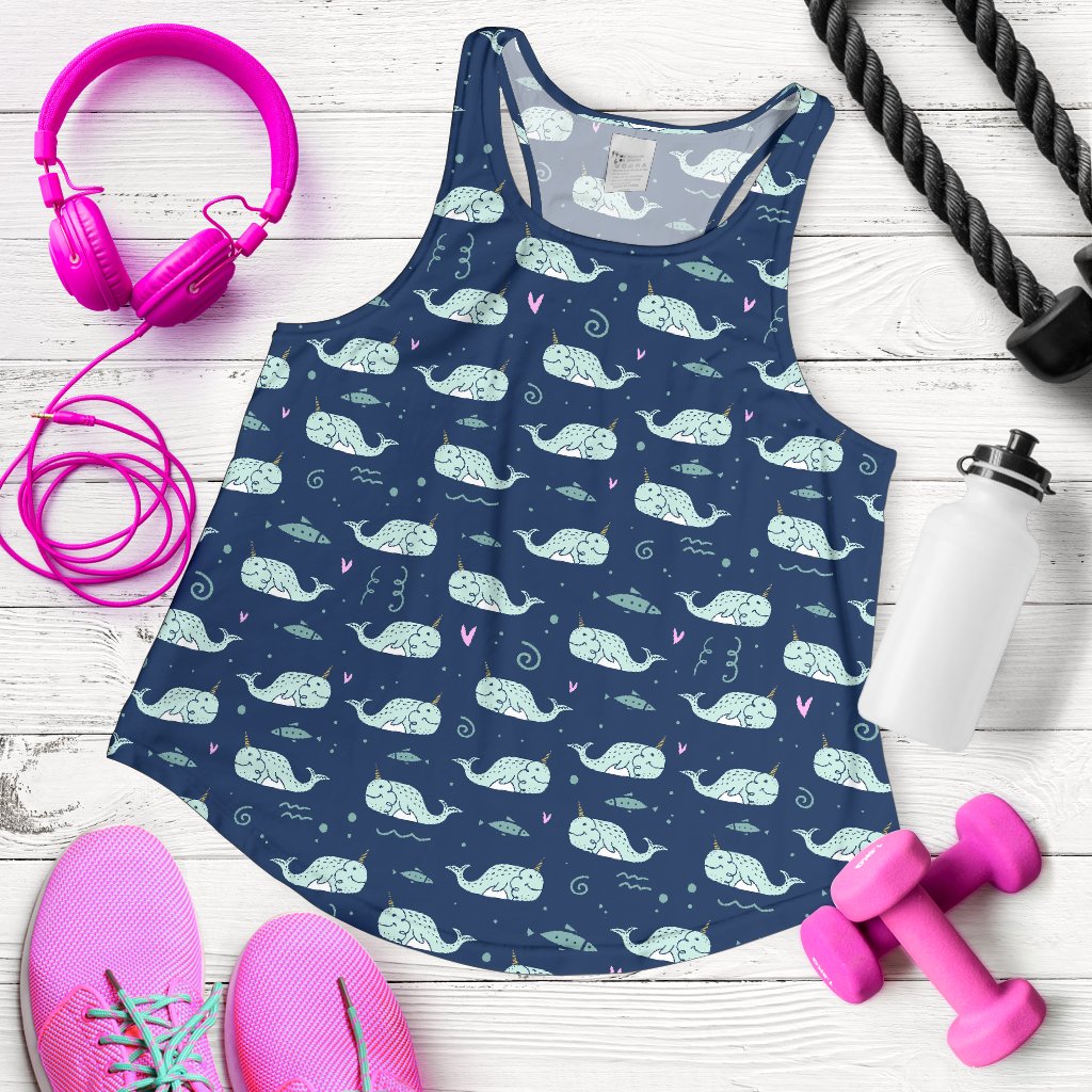 Narwhal Design Print Women Racerback Tank Top