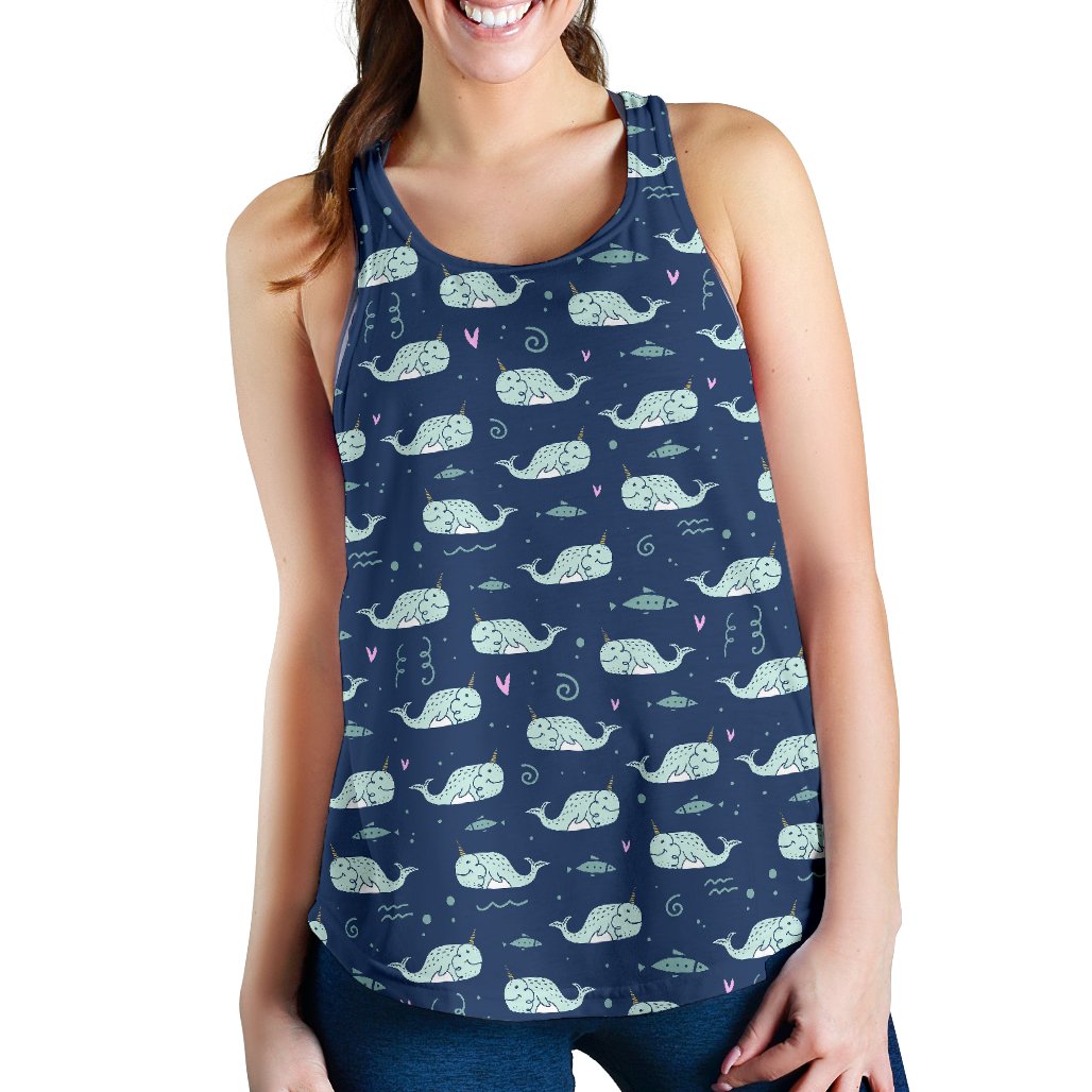 Narwhal Design Print Women Racerback Tank Top