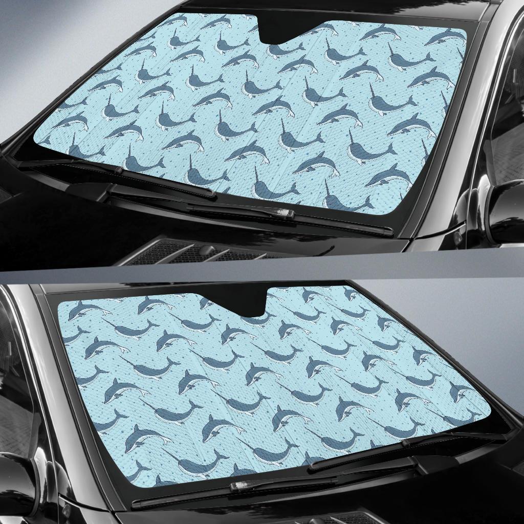 Narwhal Dolphin Print Car Sun Shade For Windshield