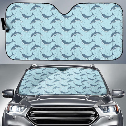 Narwhal Dolphin Print Car Sun Shade For Windshield