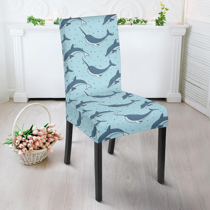 Narwhal Dolphin Print Dining Chair Slipcover-JTAMIGO.COM