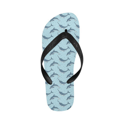 Narwhal Dolphin Print Flip Flops-JTAMIGO.COM