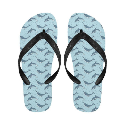 Narwhal Dolphin Print Flip Flops-JTAMIGO.COM