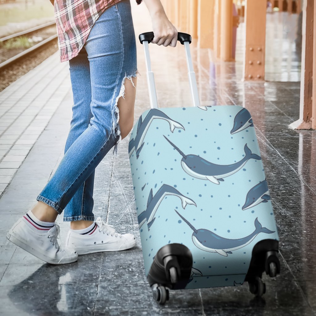 Narwhal Dolphin Print Luggage Cover Protector