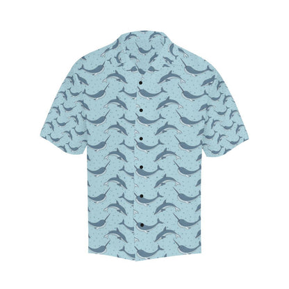 Narwhal Dolphin Print Men Aloha Hawaiian Shirt