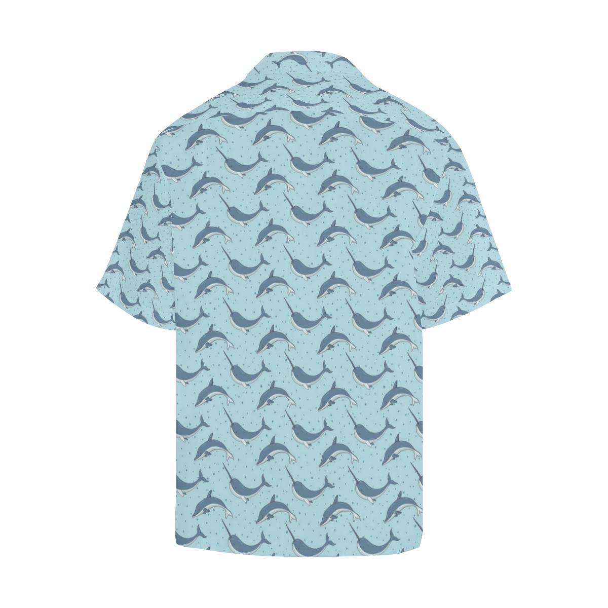 Narwhal Dolphin Print Men Aloha Hawaiian Shirt