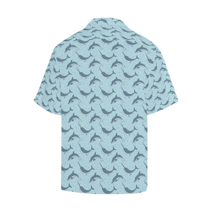 Narwhal Dolphin Print Men Aloha Hawaiian Shirt