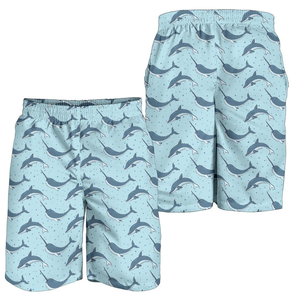 Narwhal Dolphin Print Mens Shorts-JTAMIGO.COM