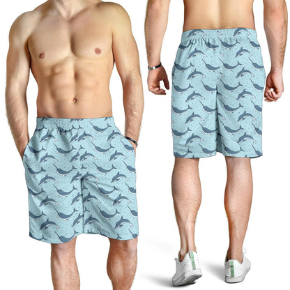 Narwhal Dolphin Print Mens Shorts-JTAMIGO.COM