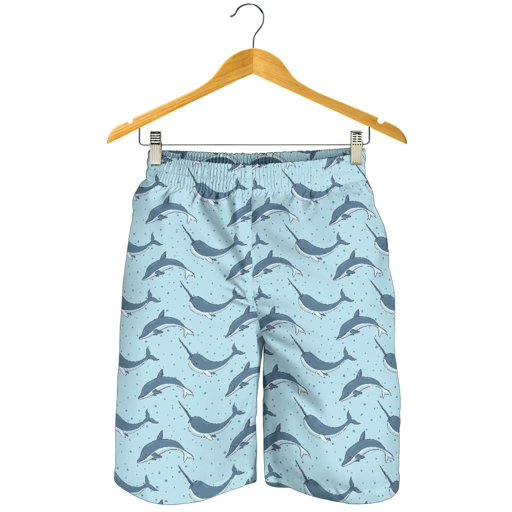 Narwhal Dolphin Print Mens Shorts-JTAMIGO.COM