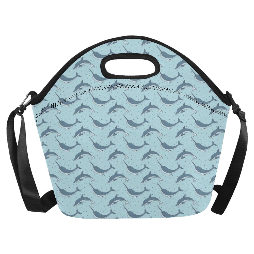 Narwhal Dolphin Print Neoprene Lunch Bag (Model 1669)(Large)-JTAMIGO.COM