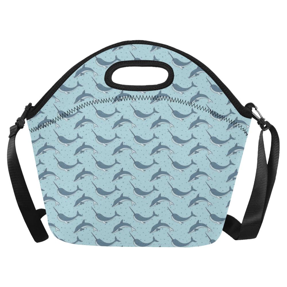 Narwhal Dolphin Print Neoprene Lunch Bag (Model 1669)(Large)-JTAMIGO.COM