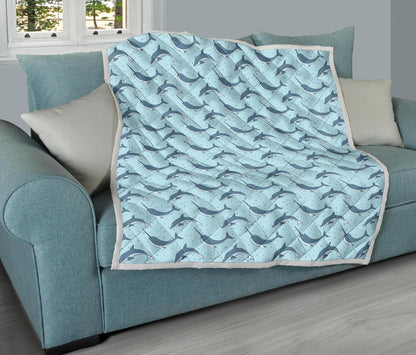 Narwhal Dolphin Print Premium Quilt-JTAMIGO.COM