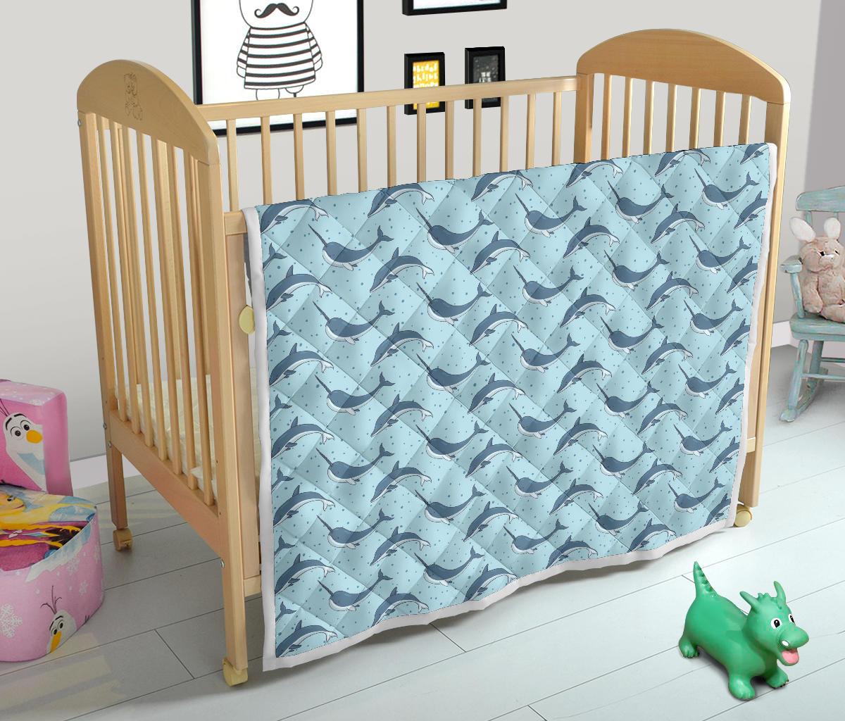 Narwhal Dolphin Print Premium Quilt-JTAMIGO.COM