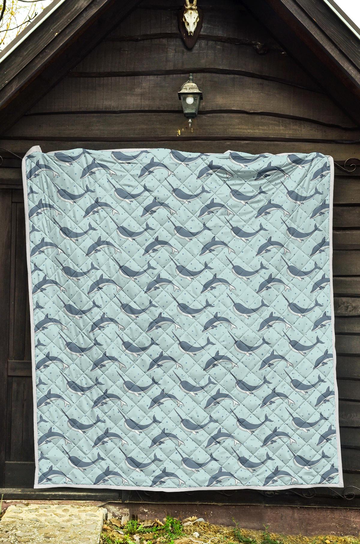 Narwhal Dolphin Print Premium Quilt-JTAMIGO.COM
