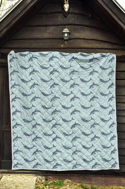 Narwhal Dolphin Print Premium Quilt-JTAMIGO.COM