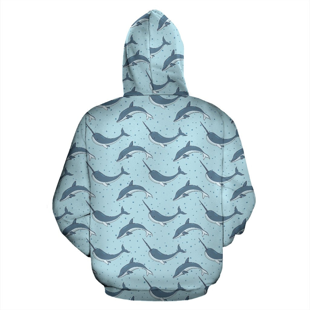 Narwhal Dolphin Print Pullover Hoodie