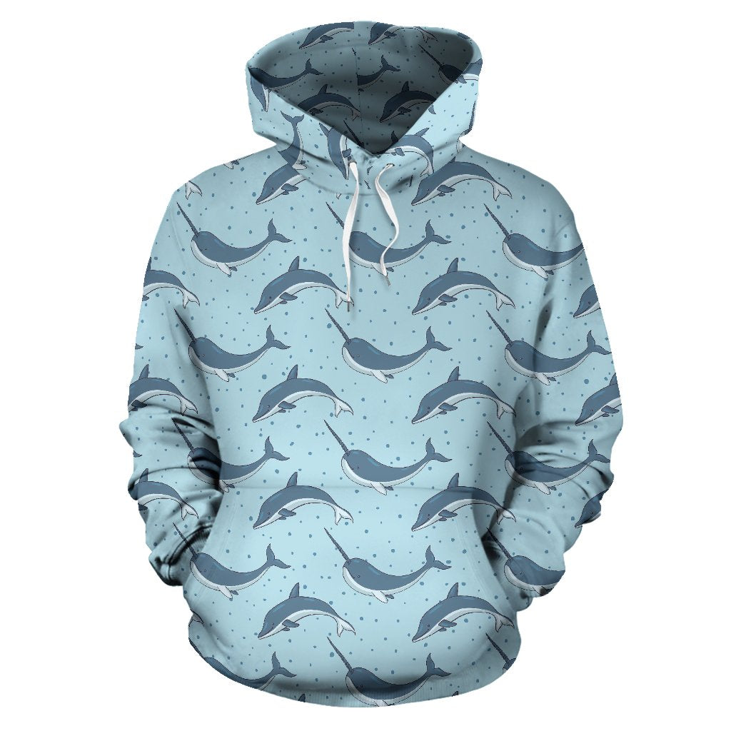 Narwhal Dolphin Print Pullover Hoodie