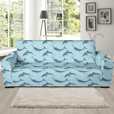 Narwhal Dolphin Print Sofa Slipcover-JTAMIGO.COM