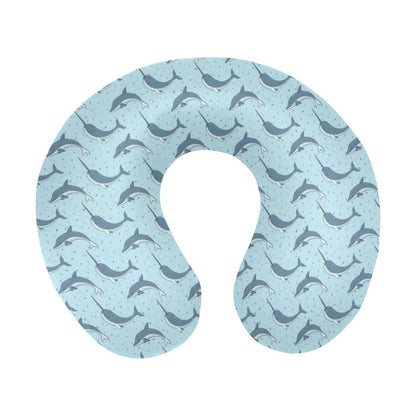 Narwhal Dolphin Print U-Shaped Travel Neck Pillow-JTAMIGO.COM