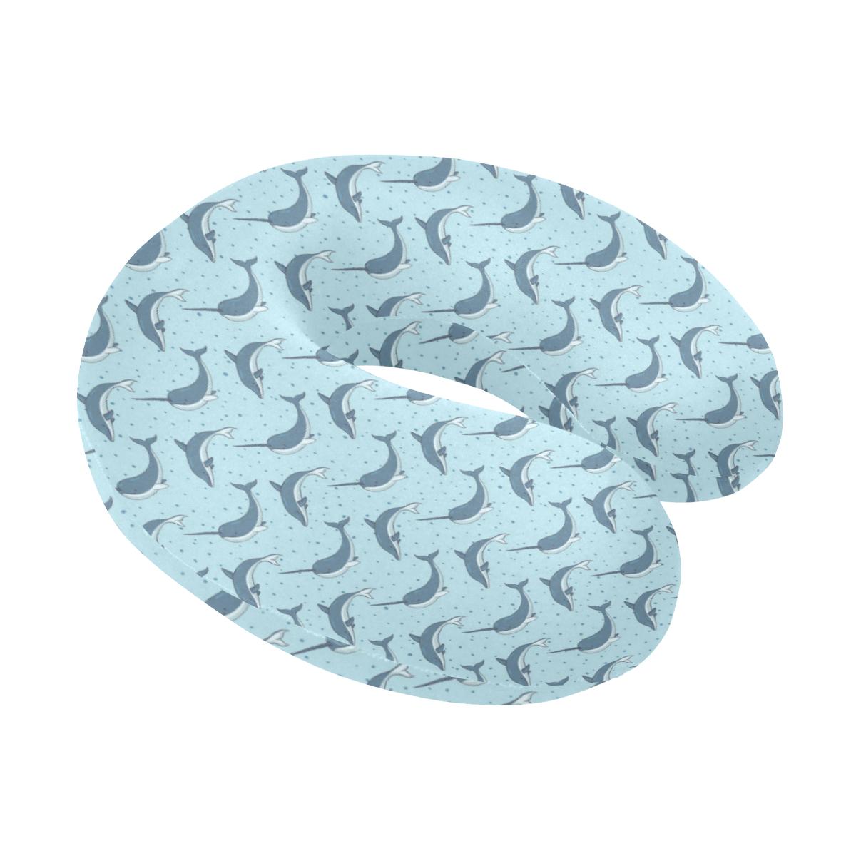 Narwhal Dolphin Print U-Shaped Travel Neck Pillow-JTAMIGO.COM