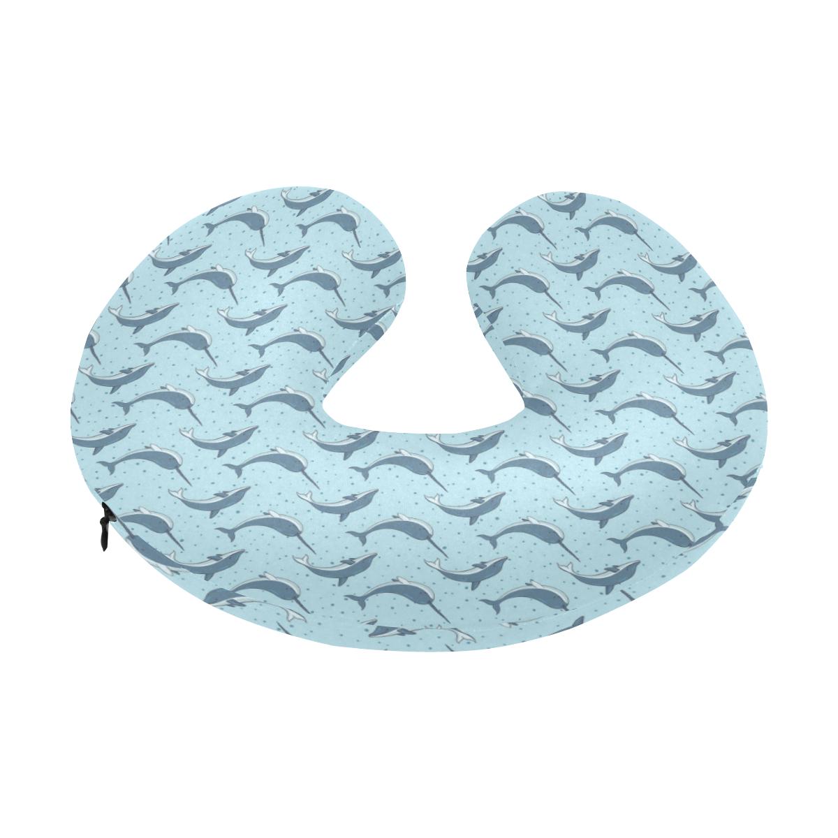 Narwhal Dolphin Print U-Shaped Travel Neck Pillow-JTAMIGO.COM